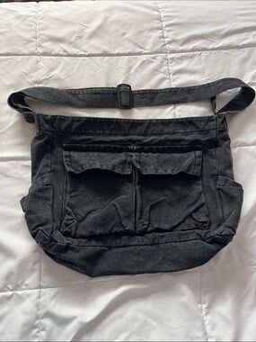 Men's Black Canvas Utility Crossbody Bag